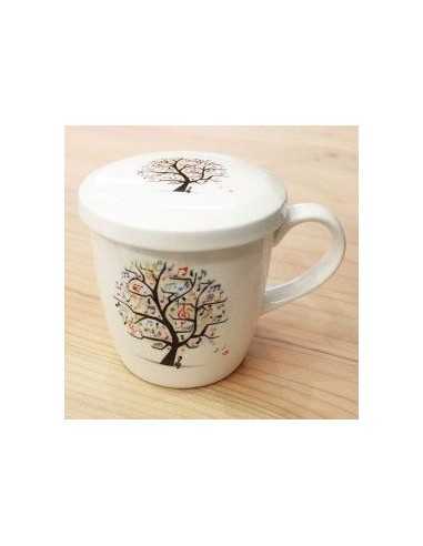 Taza Cerámica Árbol Notas Musicales